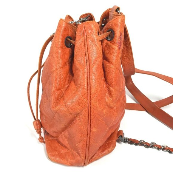 CHANEL Orange Caviar Leather Shoulder Bag - Picture 3 of 14